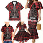 Aotearoa Iwi Ngati Awa Family Matching Mermaid Dress and Hawaiian Shirt Maori Wharenui House Tribal Pattern
