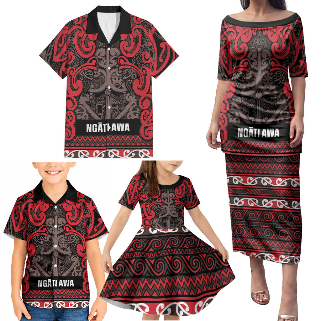 Aotearoa Iwi Ngati Awa Family Matching Puletasi and Hawaiian Shirt Maori Wharenui House Tribal Pattern