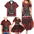 Aotearoa Iwi Ngati Awa Family Matching Summer Maxi Dress and Hawaiian Shirt Maori Wharenui House Tribal Pattern