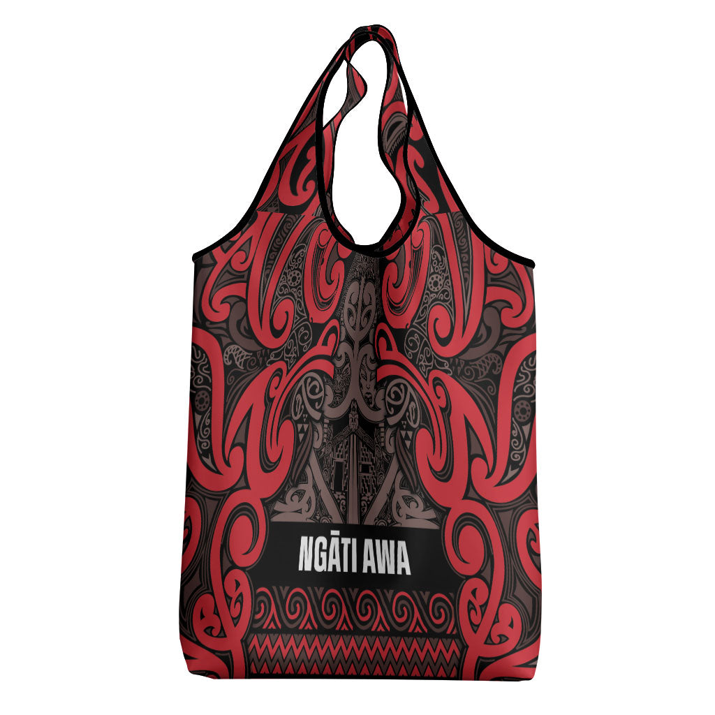 Aotearoa Iwi Ngati Awa Grocery Bag Maori Wharenui House Tribal Pattern