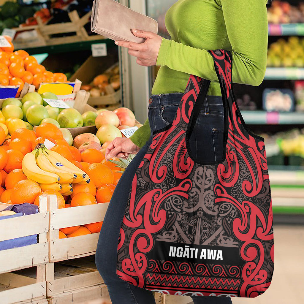 Aotearoa Iwi Ngati Awa Grocery Bag Maori Wharenui House Tribal Pattern