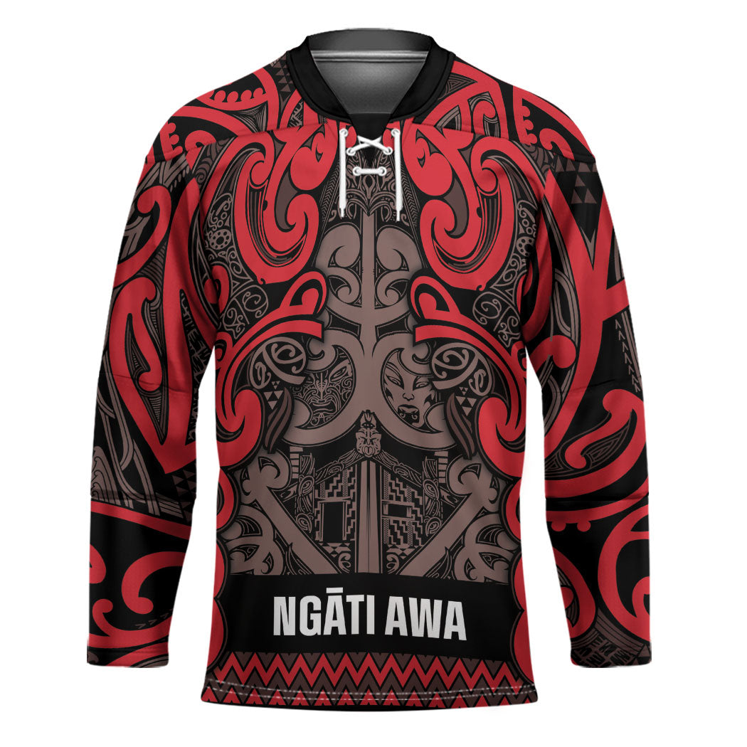 Aotearoa Iwi Ngati Awa Hockey Jersey Maori Wharenui House Tribal Pattern