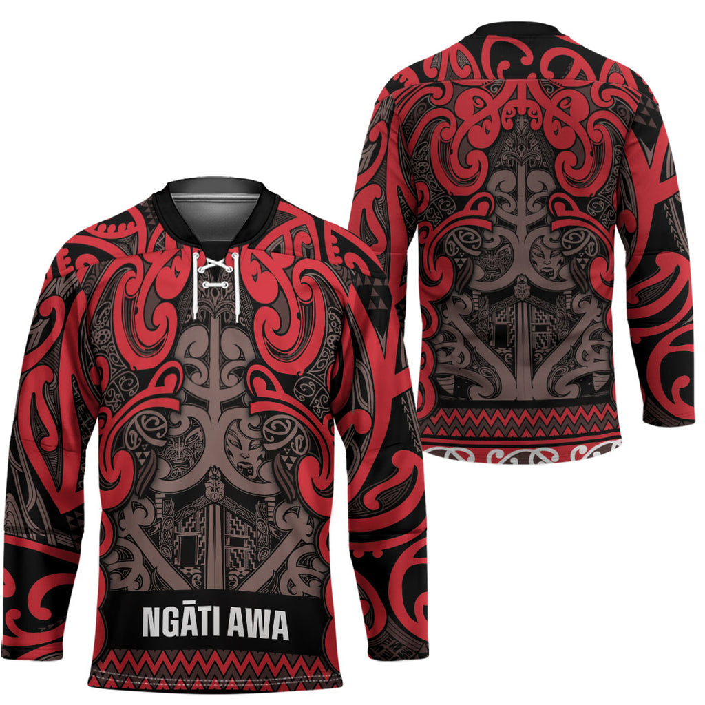 Aotearoa Iwi Ngati Awa Hockey Jersey Maori Wharenui House Tribal Pattern