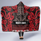 Aotearoa Iwi Ngati Awa Hooded Blanket Maori Wharenui House Tribal Pattern