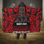 Aotearoa Iwi Ngati Awa Hooded Blanket Maori Wharenui House Tribal Pattern