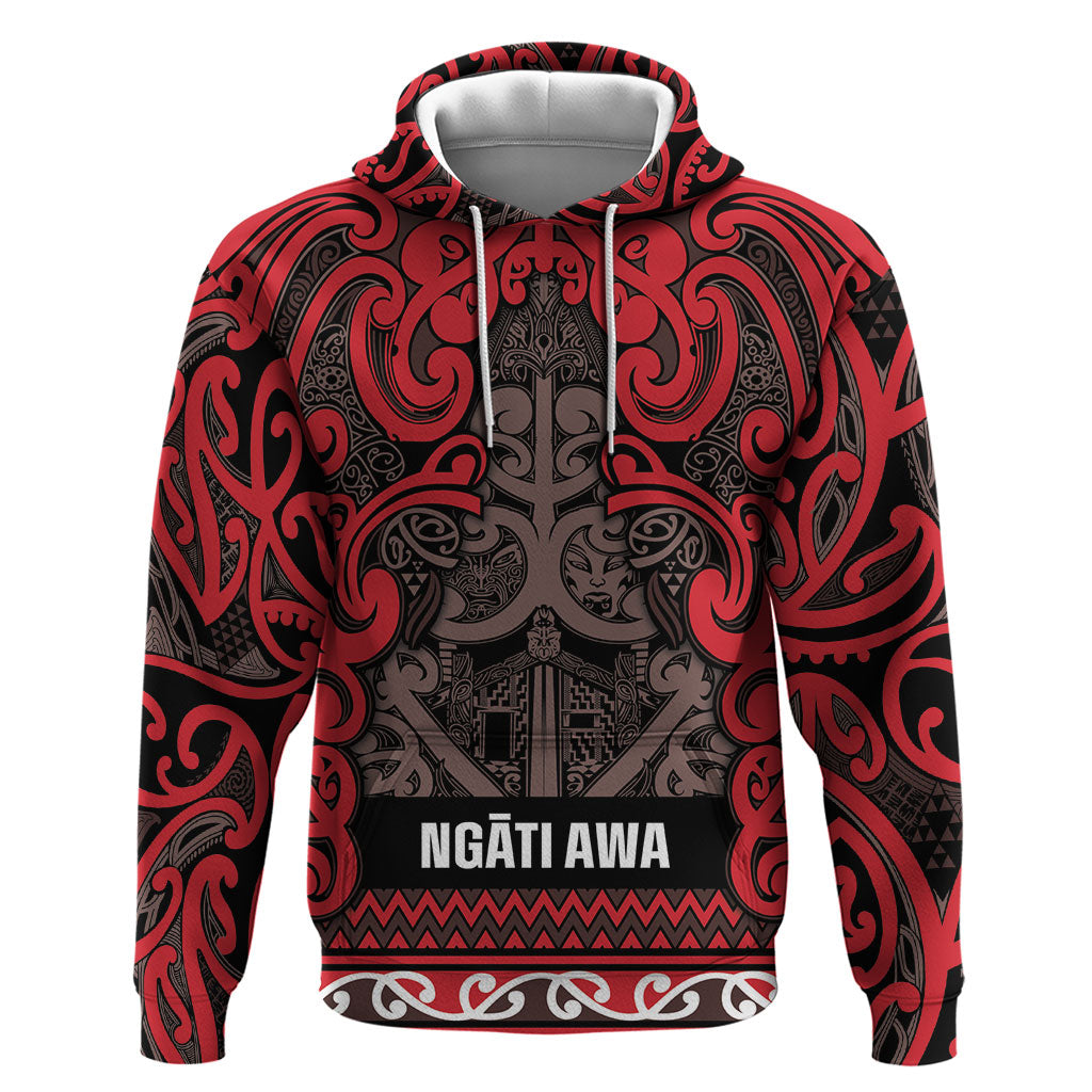 Aotearoa Iwi Ngati Awa Hoodie Maori Wharenui House Tribal Pattern