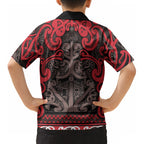 Aotearoa Iwi Ngati Awa Kid Hawaiian Shirt Maori Wharenui House Tribal Pattern