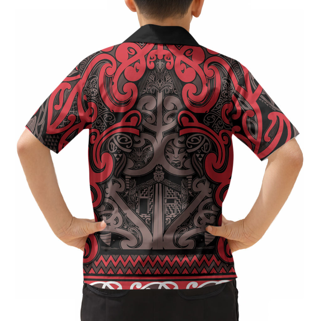 Aotearoa Iwi Ngati Awa Kid Hawaiian Shirt Maori Wharenui House Tribal Pattern