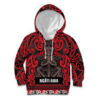 Aotearoa Iwi Ngati Awa Kid Hoodie Maori Wharenui House Tribal Pattern