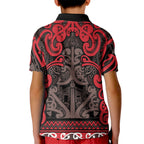 Aotearoa Iwi Ngati Awa Kid Polo Shirt Maori Wharenui House Tribal Pattern