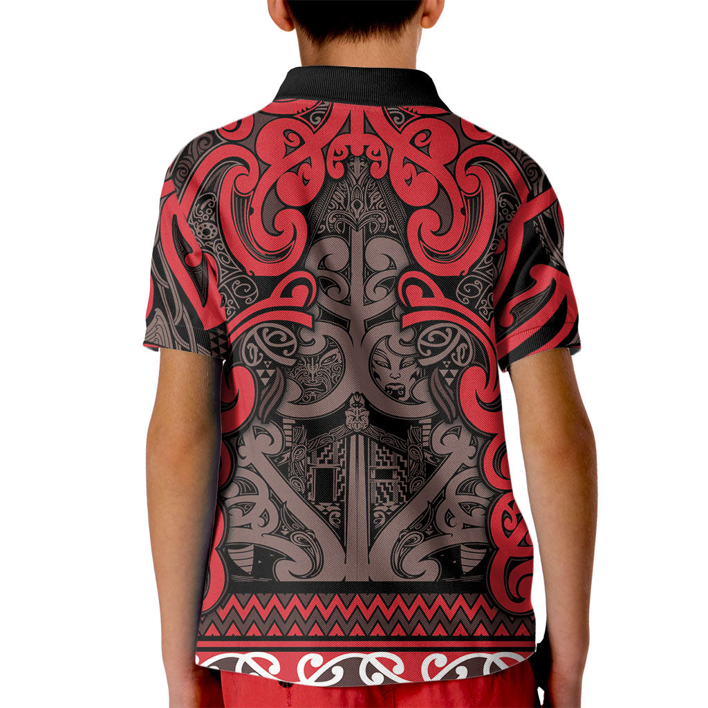 Aotearoa Iwi Ngati Awa Kid Polo Shirt Maori Wharenui House Tribal Pattern