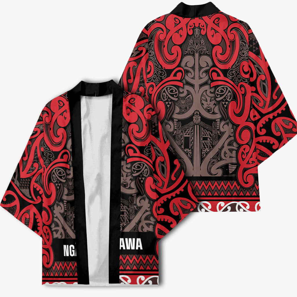 Aotearoa Iwi Ngati Awa Kimono Maori Wharenui House Tribal Pattern