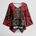 Aotearoa Iwi Ngati Awa Kimono Sleeve Blouse Maori Wharenui House Tribal Pattern