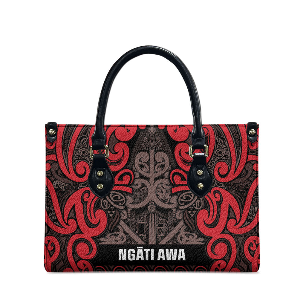 Aotearoa Iwi Ngati Awa Leather Bag Maori Wharenui House Tribal Pattern