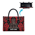 Aotearoa Iwi Ngati Awa Leather Bag Maori Wharenui House Tribal Pattern
