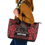 Aotearoa Iwi Ngati Awa Leather Tote Bag Maori Wharenui House Tribal Pattern