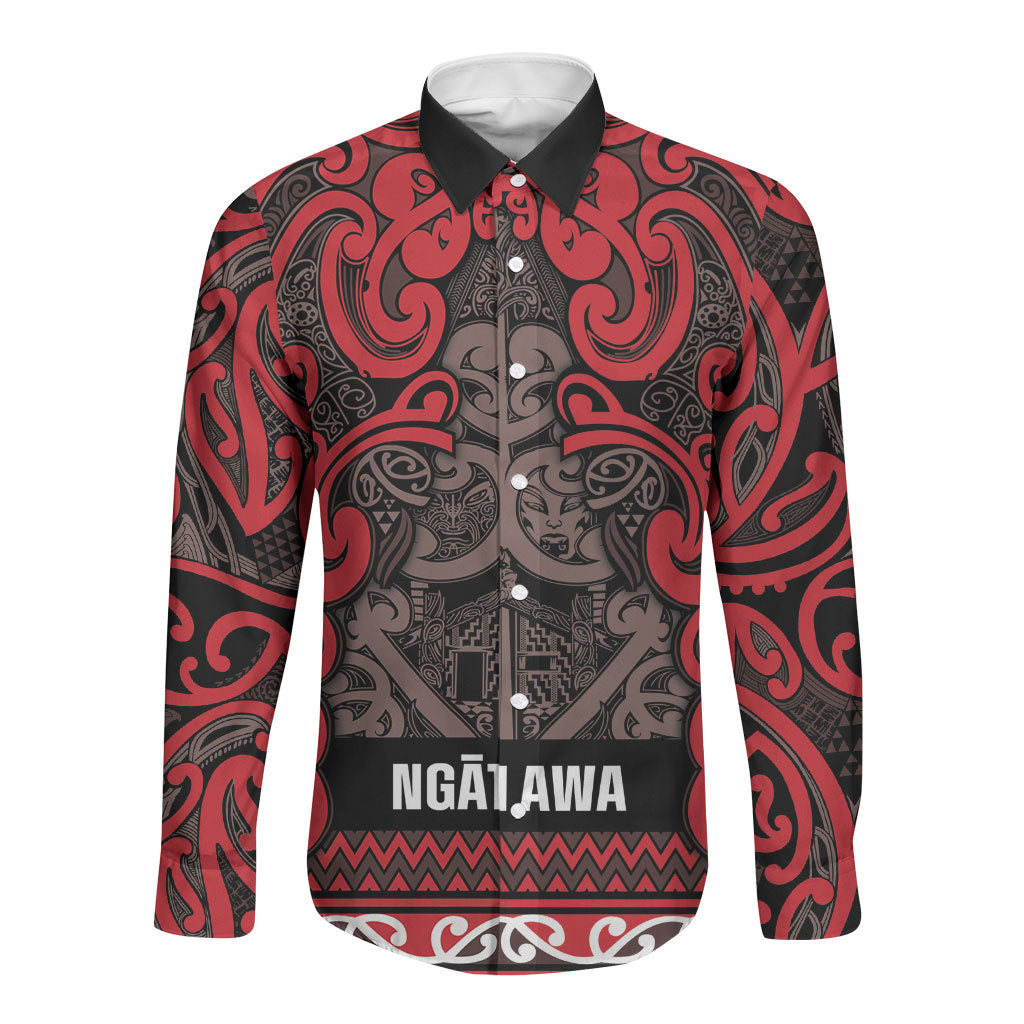 Aotearoa Iwi Ngati Awa Long Sleeve Button Shirt Maori Wharenui House Tribal Pattern
