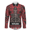 Aotearoa Iwi Ngati Awa Long Sleeve Button Shirt Maori Wharenui House Tribal Pattern