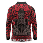 Aotearoa Iwi Ngati Awa Long Sleeve Polo Shirt Maori Wharenui House Tribal Pattern