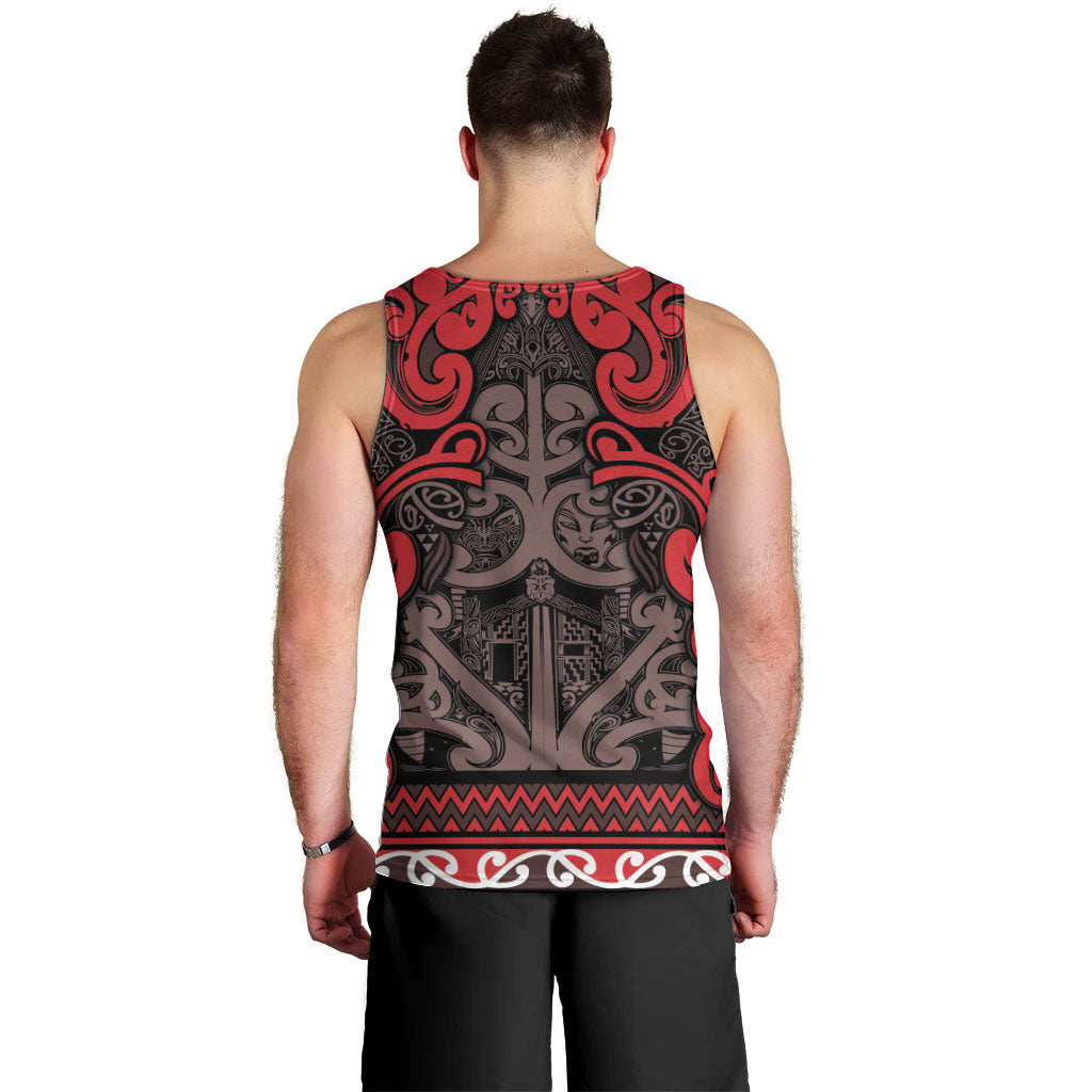 Aotearoa Iwi Ngati Awa Men Tank Top Maori Wharenui House Tribal Pattern