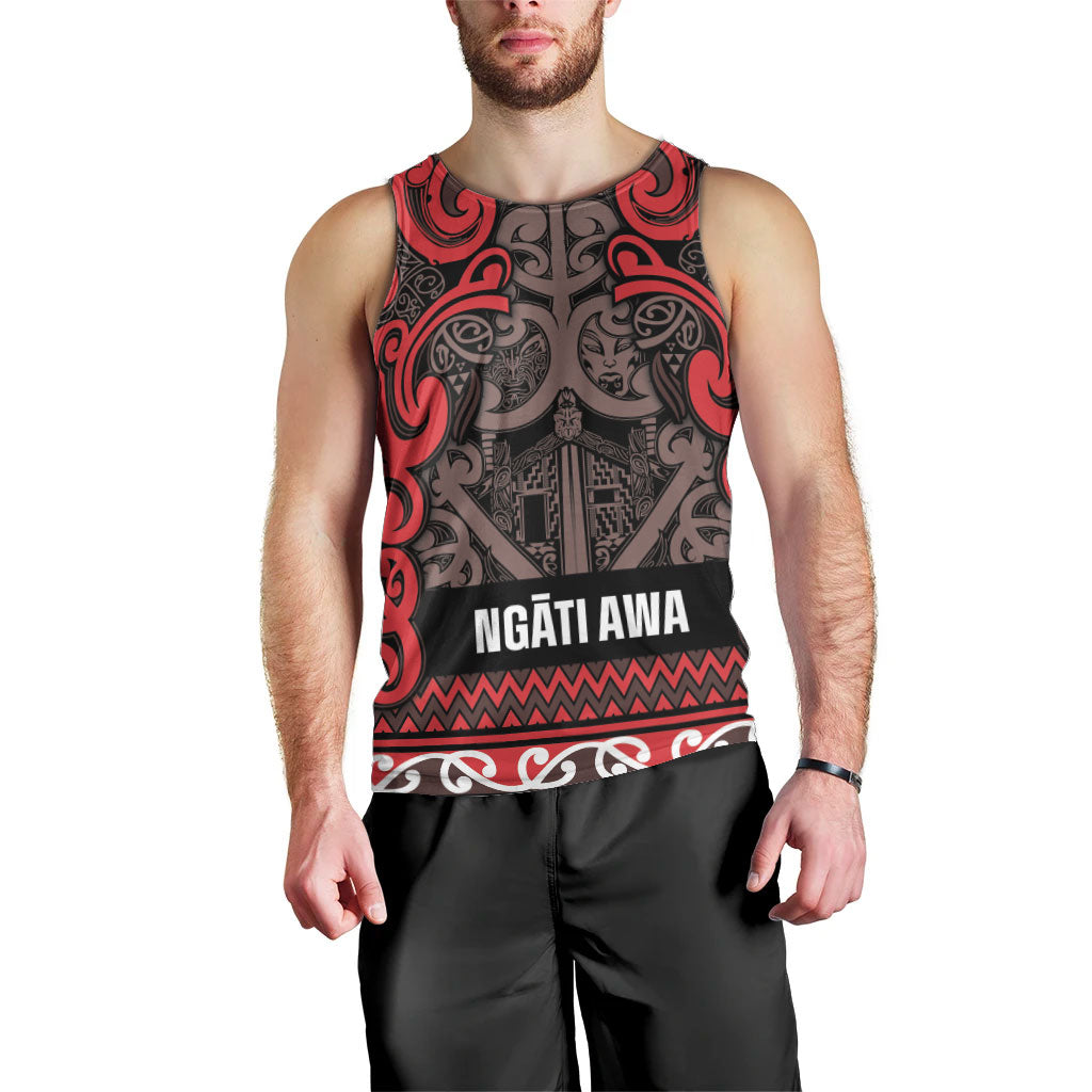 Aotearoa Iwi Ngati Awa Men Tank Top Maori Wharenui House Tribal Pattern