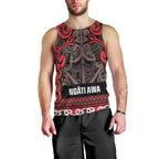 Aotearoa Iwi Ngati Awa Men Tank Top Maori Wharenui House Tribal Pattern