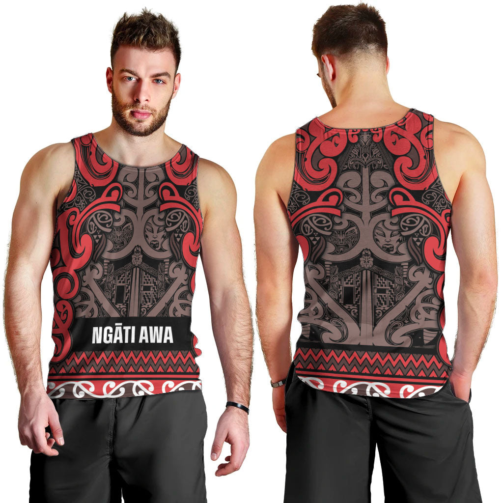 Aotearoa Iwi Ngati Awa Men Tank Top Maori Wharenui House Tribal Pattern