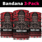 Aotearoa Iwi Ngati Awa Neck Gaiter Maori Wharenui House Tribal Pattern