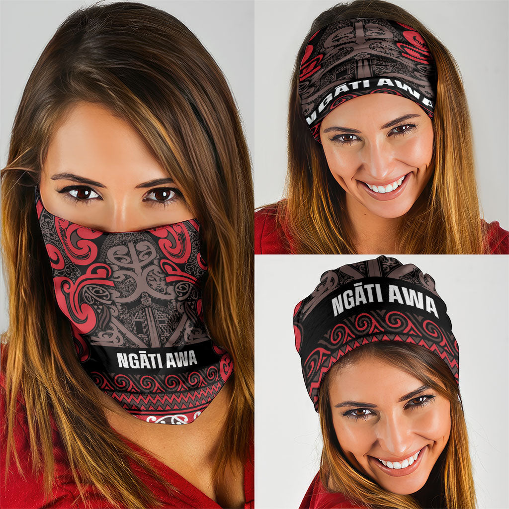 Aotearoa Iwi Ngati Awa Neck Gaiter Maori Wharenui House Tribal Pattern