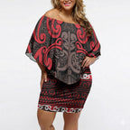 Aotearoa Iwi Ngati Awa Off Shoulder Short Dress Maori Wharenui House Tribal Pattern