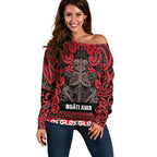 Aotearoa Iwi Ngati Awa Off Shoulder Sweater Maori Wharenui House Tribal Pattern