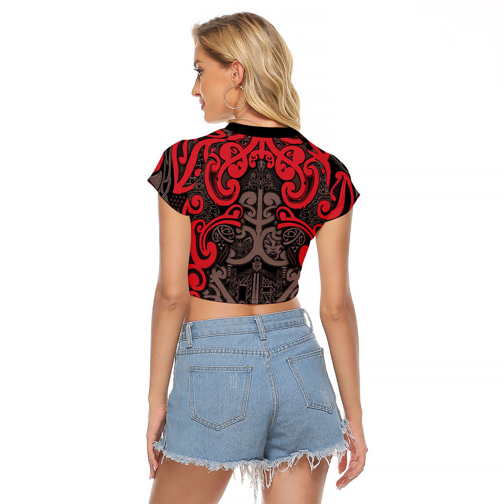 Aotearoa Iwi Ngati Awa Raglan Cropped T Shirt Maori Wharenui House Tribal Pattern