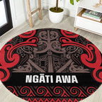 Aotearoa Iwi Ngati Awa Round Carpet Maori Wharenui House Tribal Pattern