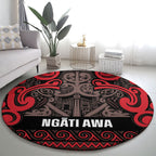 Aotearoa Iwi Ngati Awa Round Carpet Maori Wharenui House Tribal Pattern