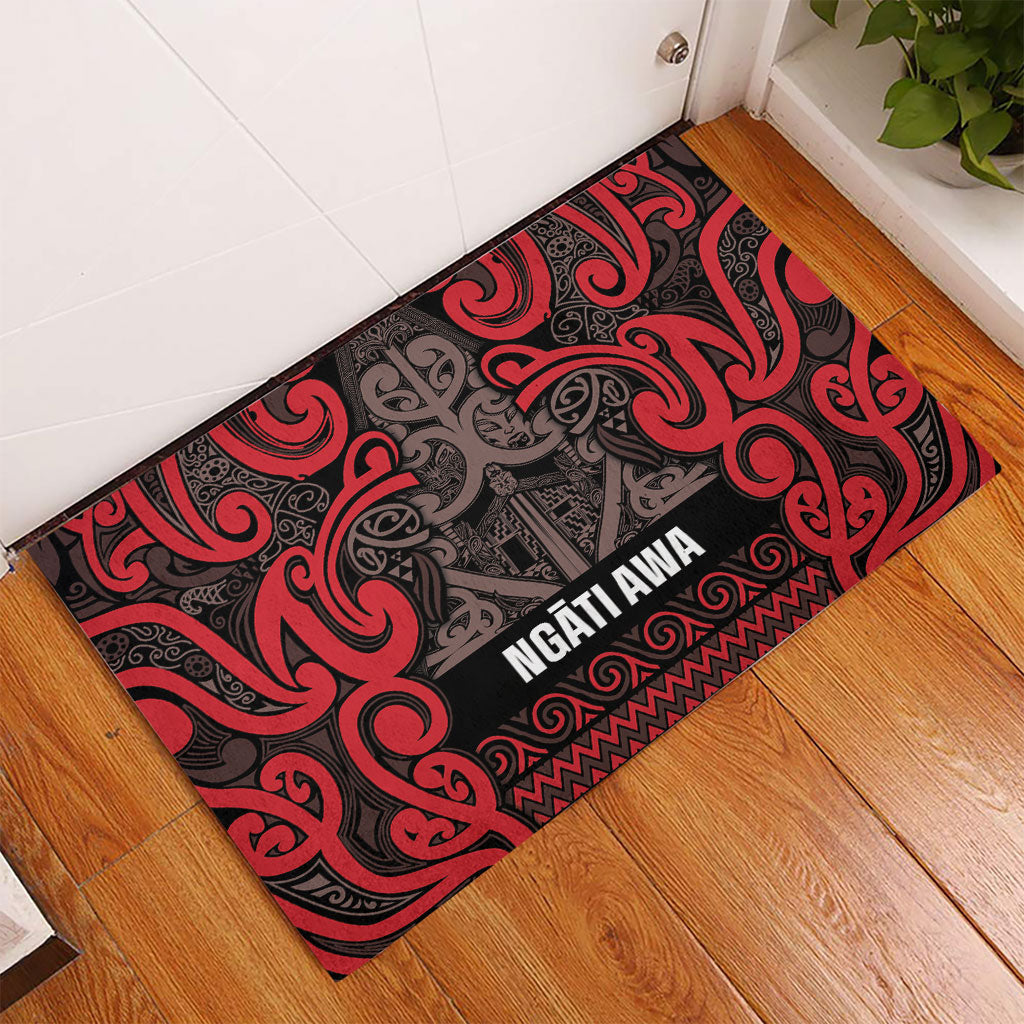 Aotearoa Iwi Ngati Awa Rubber Doormat Maori Wharenui House Tribal Pattern