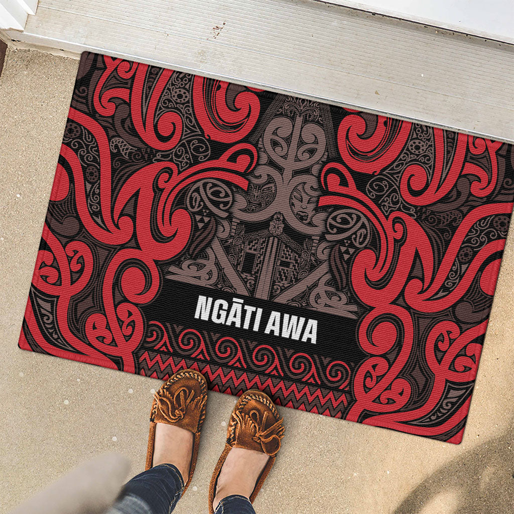 Aotearoa Iwi Ngati Awa Rubber Doormat Maori Wharenui House Tribal Pattern