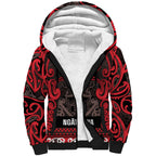 Aotearoa Iwi Ngati Awa Sherpa Hoodie Maori Wharenui House Tribal Pattern