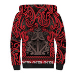 Aotearoa Iwi Ngati Awa Sherpa Hoodie Maori Wharenui House Tribal Pattern