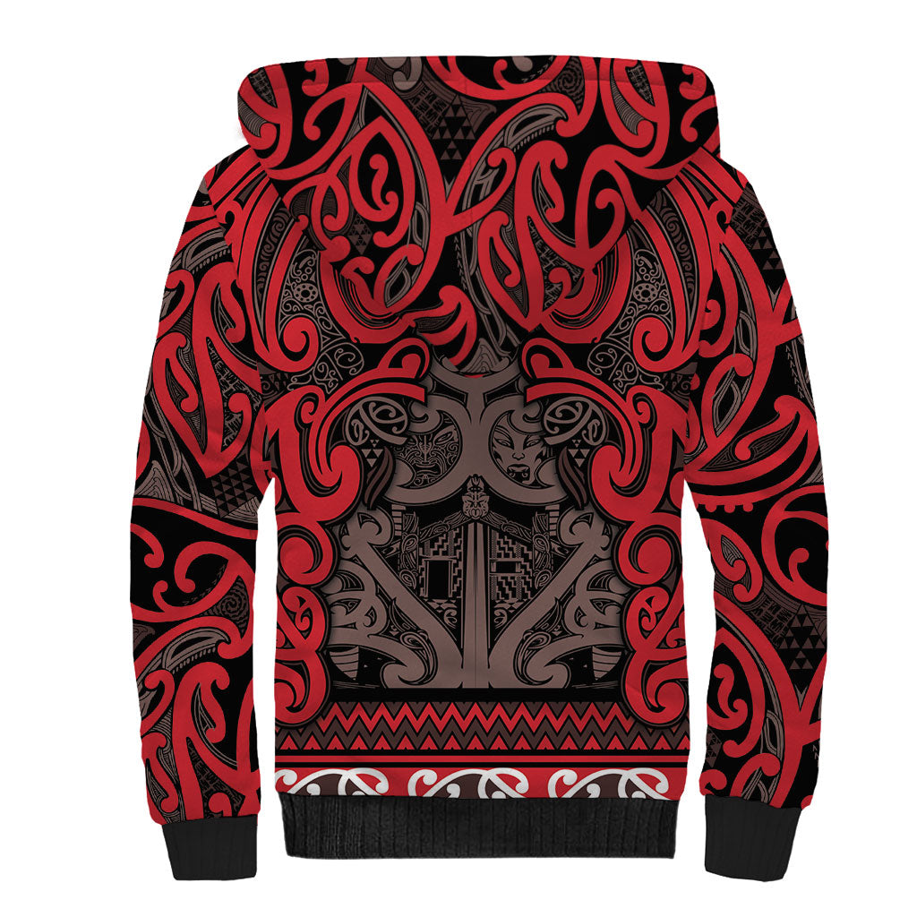 Aotearoa Iwi Ngati Awa Sherpa Hoodie Maori Wharenui House Tribal Pattern