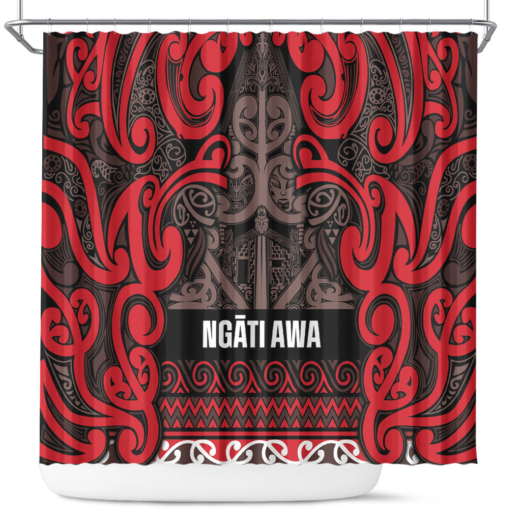 Aotearoa Iwi Ngati Awa Shower Curtain Maori Wharenui House Tribal Pattern
