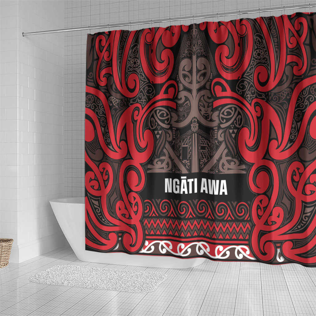 Aotearoa Iwi Ngati Awa Shower Curtain Maori Wharenui House Tribal Pattern