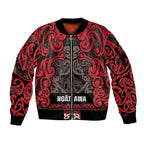 Aotearoa Iwi Ngati Awa Sleeve Zip Bomber Jacket Maori Wharenui House Tribal Pattern