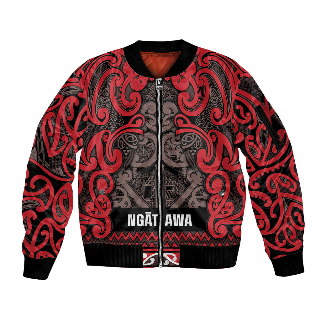Aotearoa Iwi Ngati Awa Sleeve Zip Bomber Jacket Maori Wharenui House Tribal Pattern