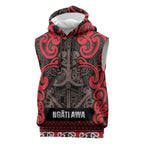 Aotearoa Iwi Ngati Awa Sleeveless Hoodie Maori Wharenui House Tribal Pattern