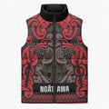 Aotearoa Iwi Ngati Awa Sleeveless Puffer Jacket Maori Wharenui House Tribal Pattern