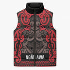 Aotearoa Iwi Ngati Awa Sleeveless Puffer Jacket Maori Wharenui House Tribal Pattern