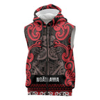 Aotearoa Iwi Ngati Awa Sleeveless Zip Hoodie Maori Wharenui House Tribal Pattern