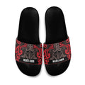 Aotearoa Iwi Ngati Awa Slide Sandals Maori Wharenui House Tribal Pattern