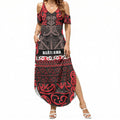 Aotearoa Iwi Ngati Awa Summer Maxi Dress Maori Wharenui House Tribal Pattern