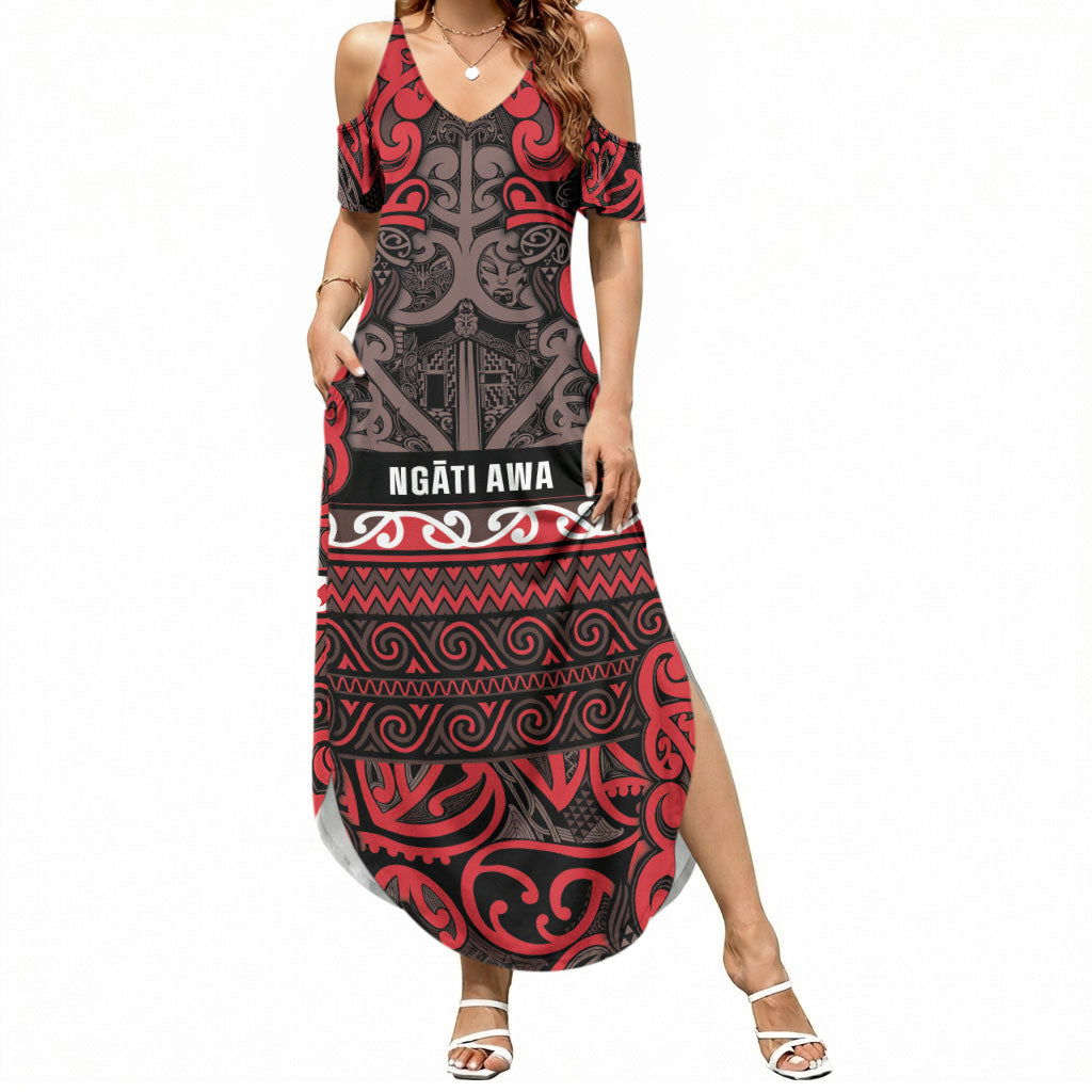 Aotearoa Iwi Ngati Awa Summer Maxi Dress Maori Wharenui House Tribal Pattern